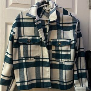 Love Tree Green and White Plaid Jacket
